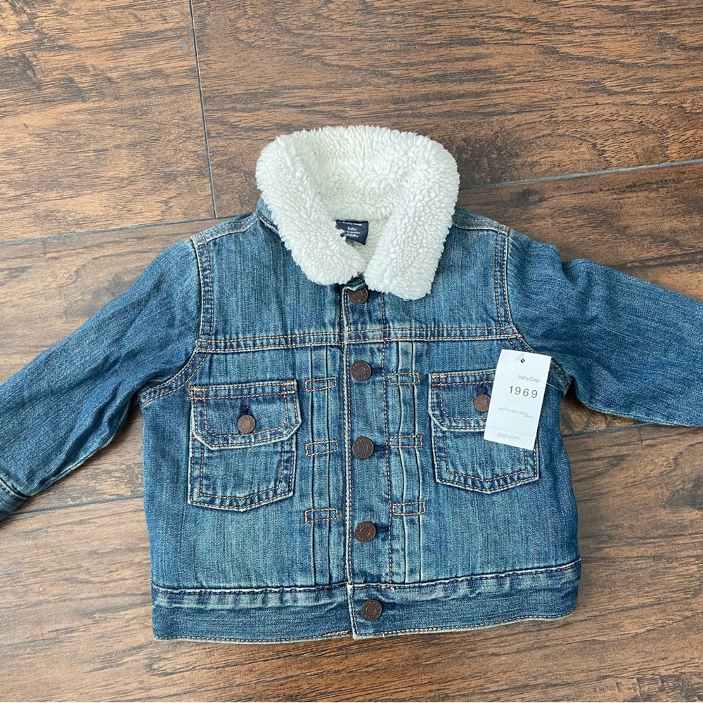 Gap Denim Jean Sherpa jacket, never worn, with tags.